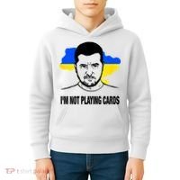 I;M Not Playing Cards Zelensky Ukrainian Flag Kids Hoodie thumb 4