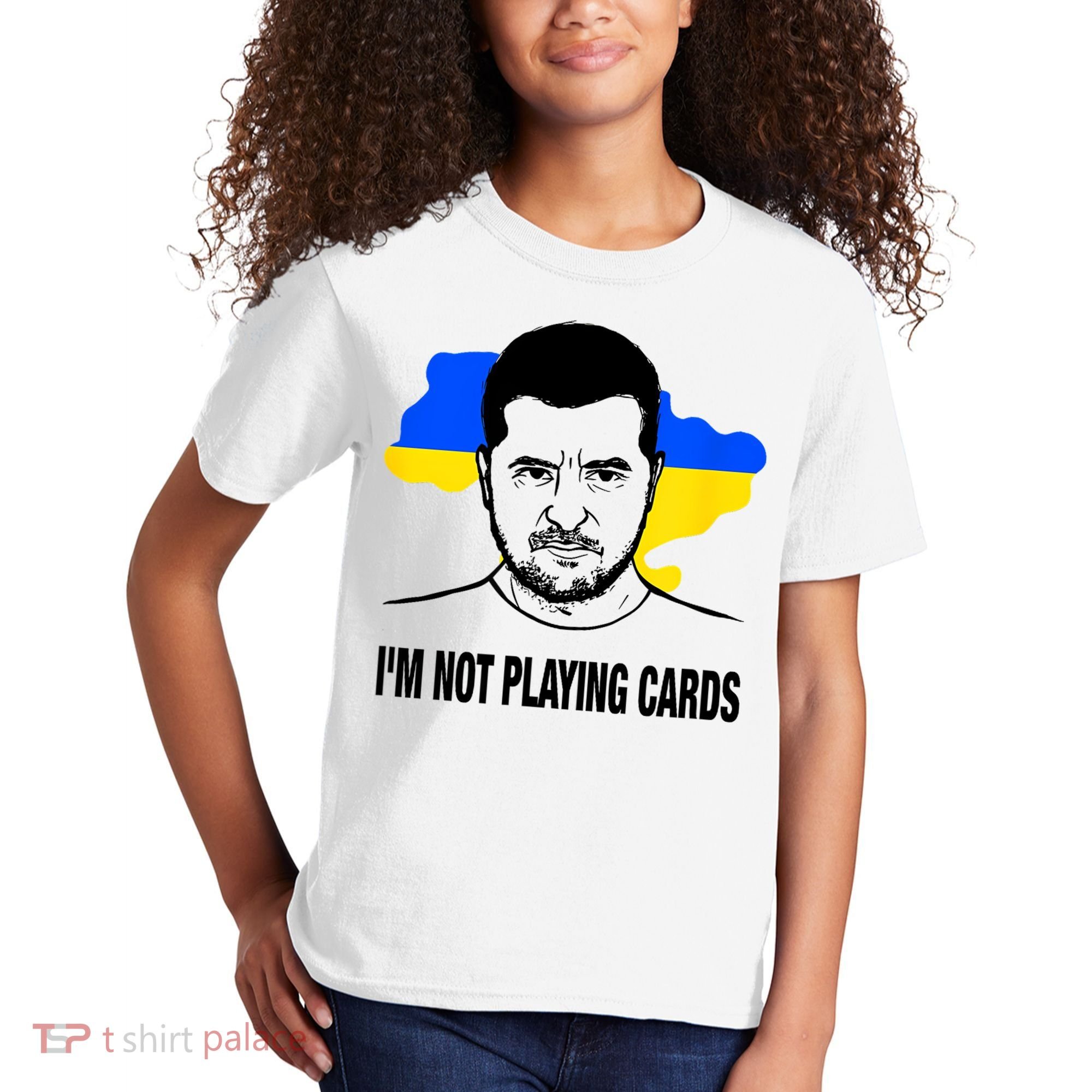 I;M Not Playing Cards Zelensky Ukrainian Flag Kids T-Shirt