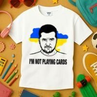 I;M Not Playing Cards Zelensky Ukrainian Flag Kids T-Shirt thumb 3