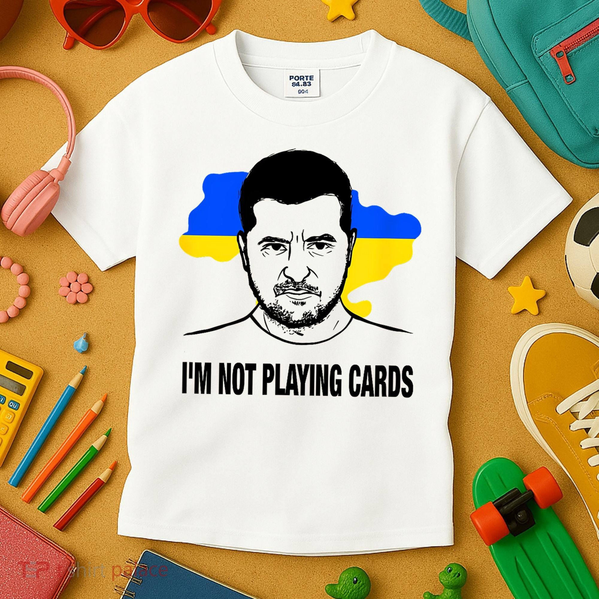 I;M Not Playing Cards Zelensky Ukrainian Flag Kids T-Shirt