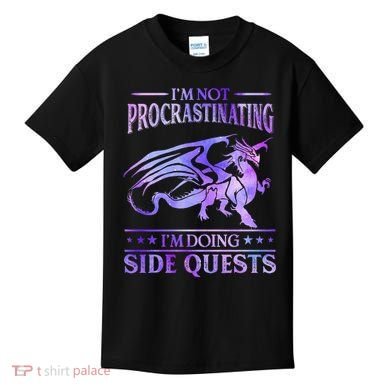 I'm Not Procrastinating I'm Doing Side Quests Dragons Master  Kids T-Shirt