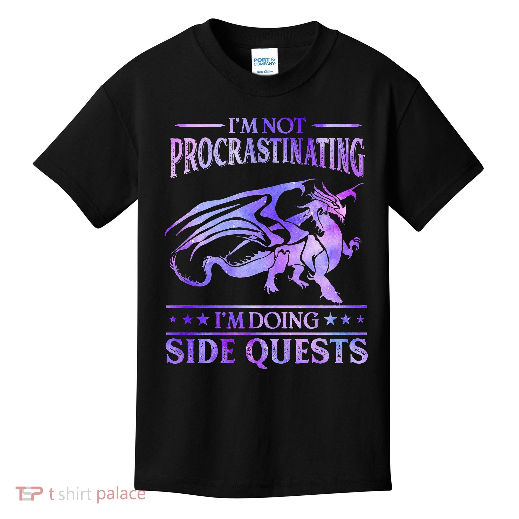 I'm Not Procrastinating I'm Doing Side Quests Dragons Master  Kids T-Shirt