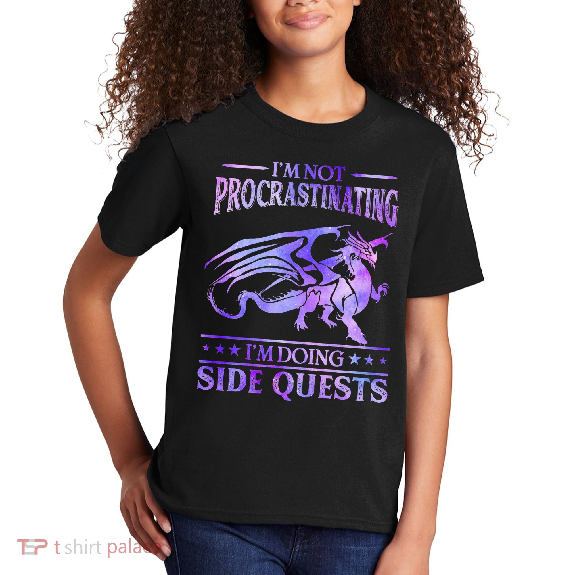 I'm Not Procrastinating I'm Doing Side Quests Dragons Master  Kids T-Shirt