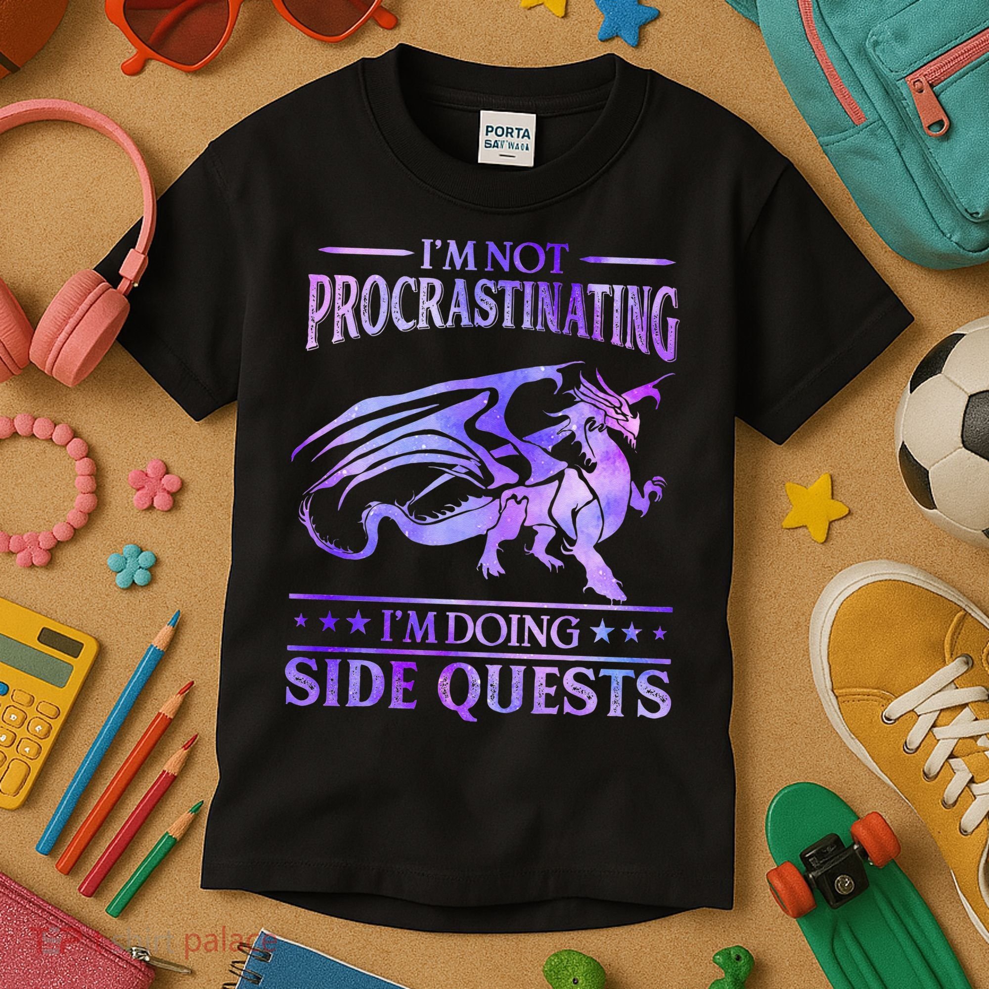 I'm Not Procrastinating I'm Doing Side Quests Dragons Master  Kids T-Shirt