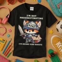 I'm Not Procrastinating I'm Doing Side Quests Gamer Kids T-Shirt thumb 3