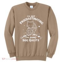 IM Not Procrastinating IM Doing Side Quests Funny Cats Sweatshirt thumb 0