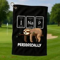 I Nap Periodically Science Sloth Periodic Table Elements Golf Towel thumb 1