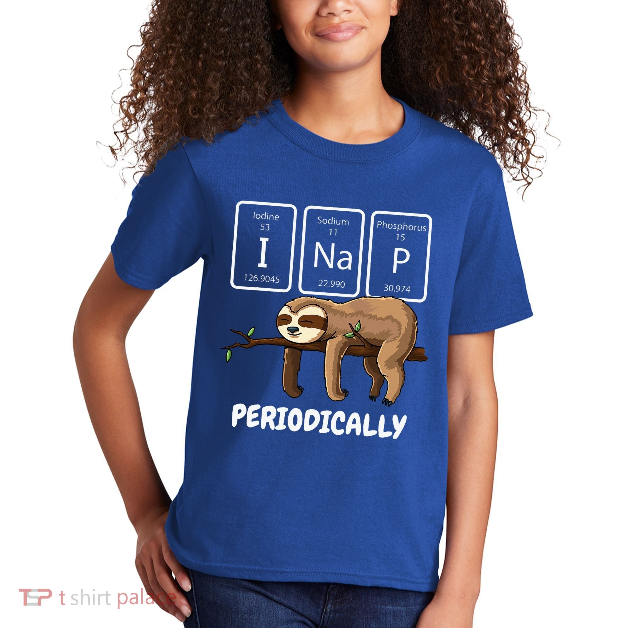 I Nap Periodically Science Sloth Periodic Table Elements Kids T-Shirt