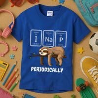 I Nap Periodically Science Sloth Periodic Table Elements Kids T-Shirt thumb 3