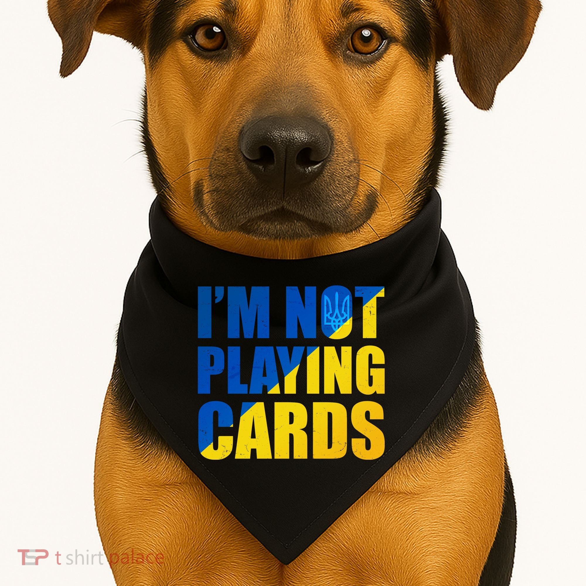 Im Not Playing Cards Zelensky Quote Support Pro Ukraine USA-Made Doggie Bandana