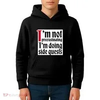 I'm not procrastinating I'm doing side quests Kids Hoodie thumb 4