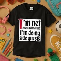 I'm not procrastinating I'm doing side quests Kids T-Shirt thumb 3