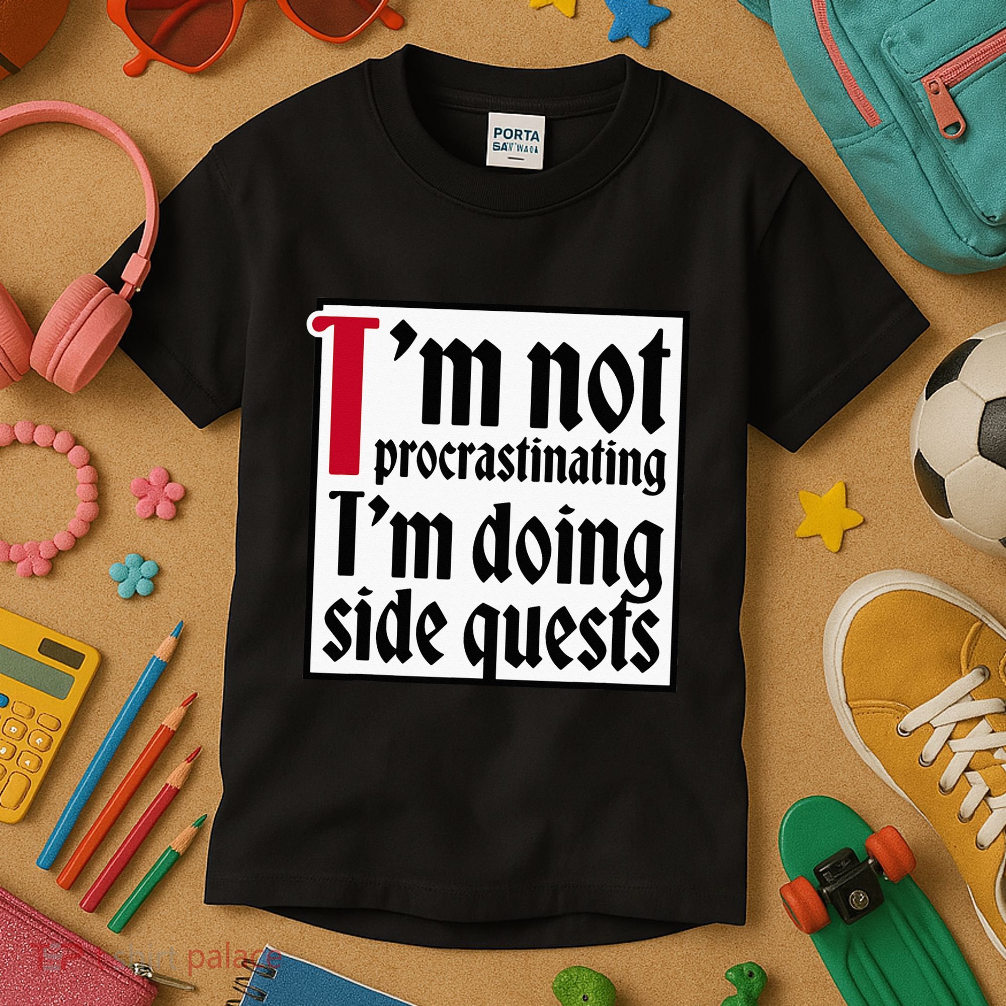 I'm not procrastinating I'm doing side quests Kids T-Shirt
