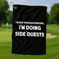 I'm Not Procrastinating I'm Doing Side Quests Gamer Golf Towel thumb 1