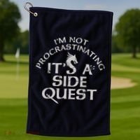 I'm Not Procrastinating, It's A Side Quest Golf Towel thumb 1