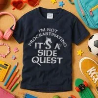 I'm Not Procrastinating, It's A Side Quest Kids T-Shirt thumb 3
