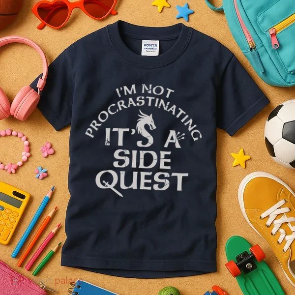 I'm Not Procrastinating, It's A Side Quest Kids T-Shirt
