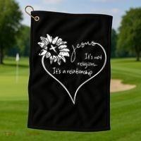 It's Not Religion It's A Relationship Jesus Golf Towel thumb 1