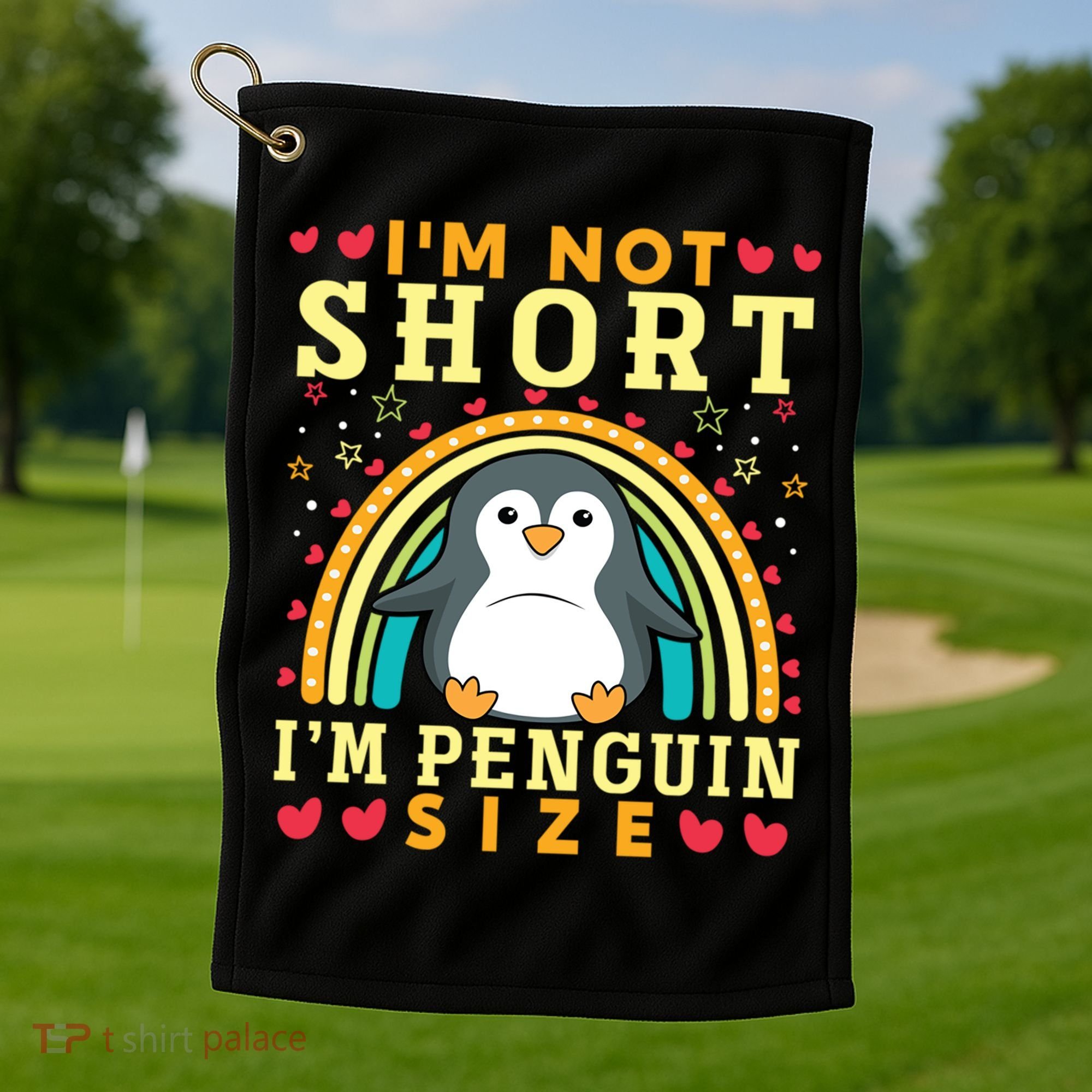 I'm Not Short I'm Penguin Size Funny Penguin Animal Lover  Golf Towel