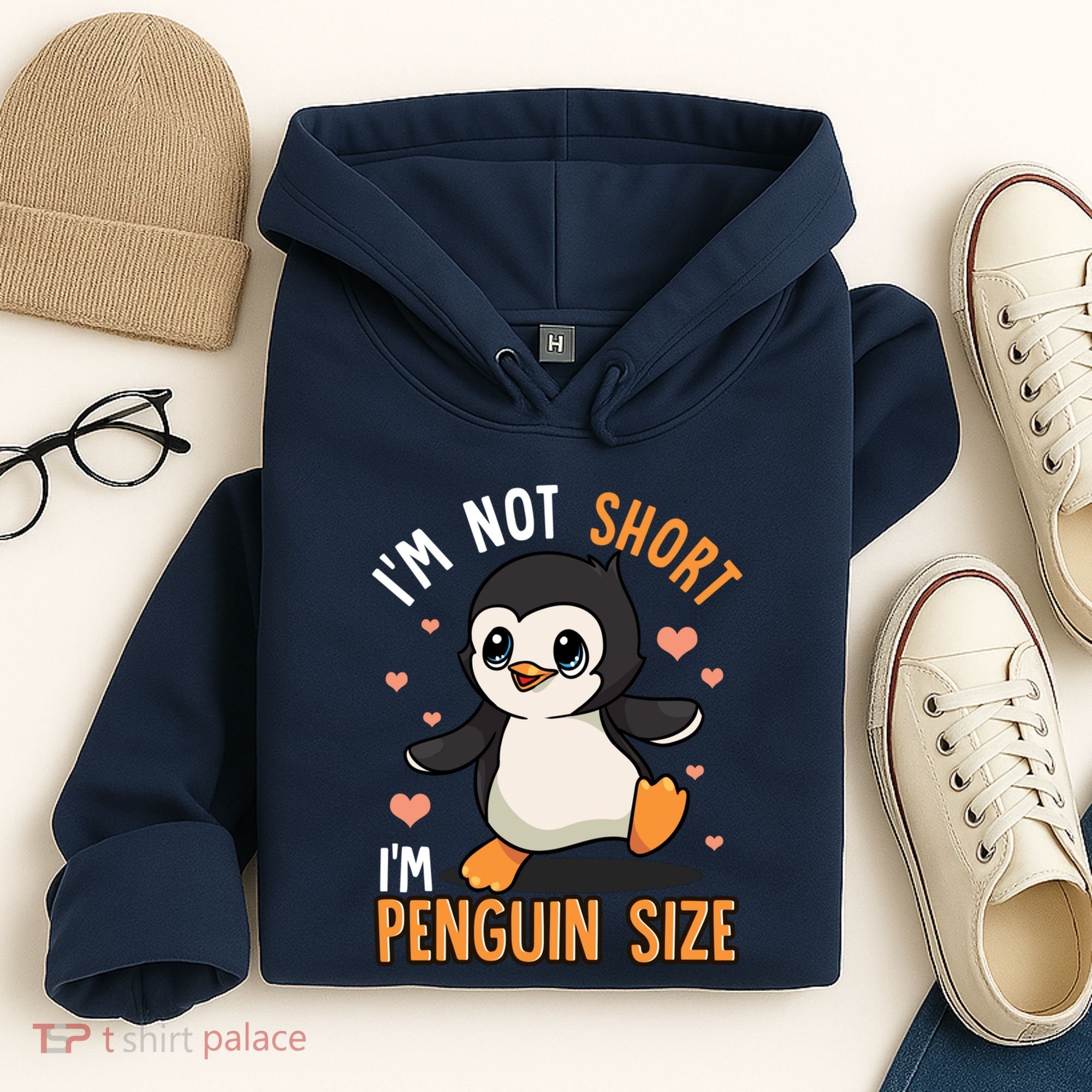 Im Not Short Im Penguin Size Funny Penguins Zoo Animals Hoodie