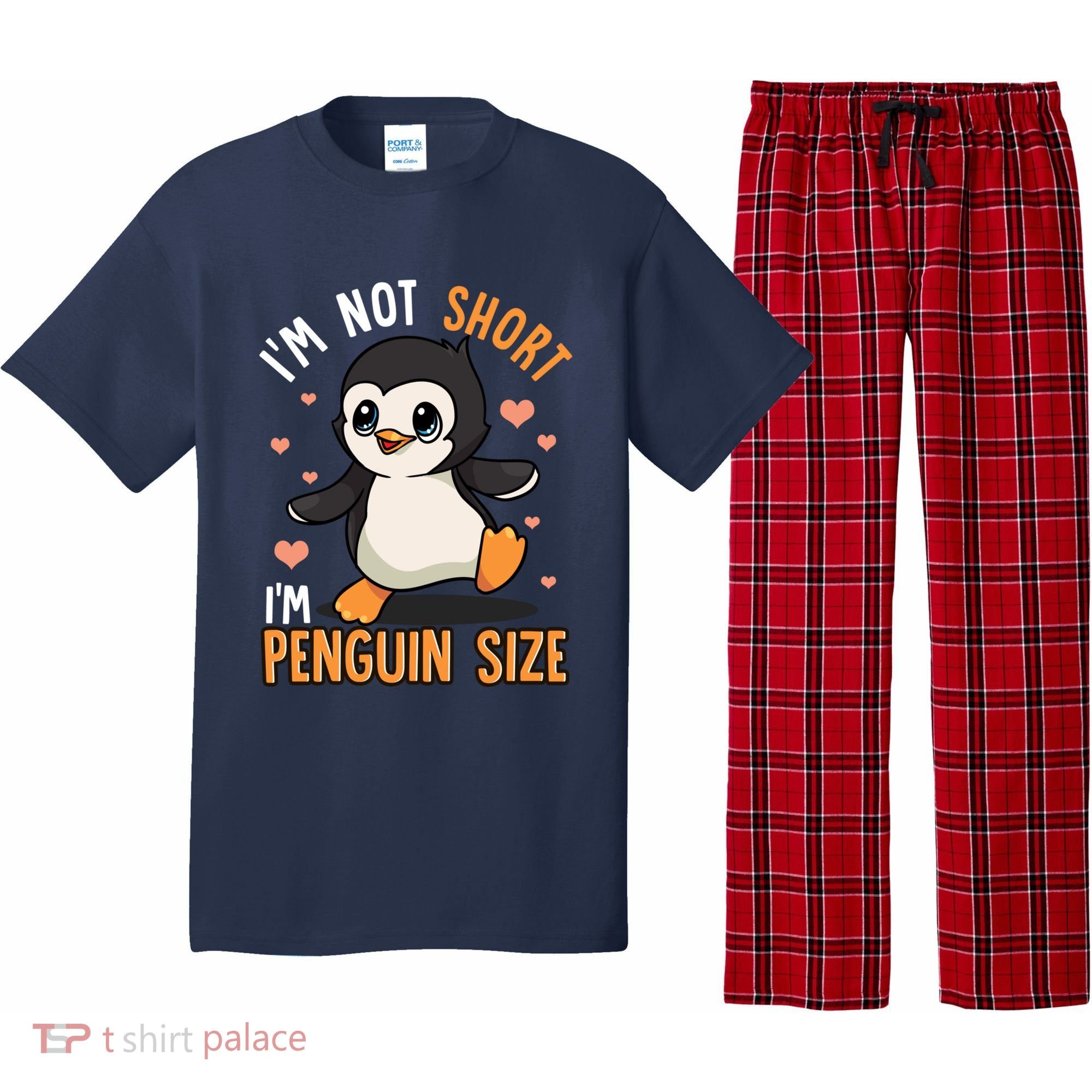 Im Not Short Im Penguin Size Funny Penguins Zoo Animals Pajama Set