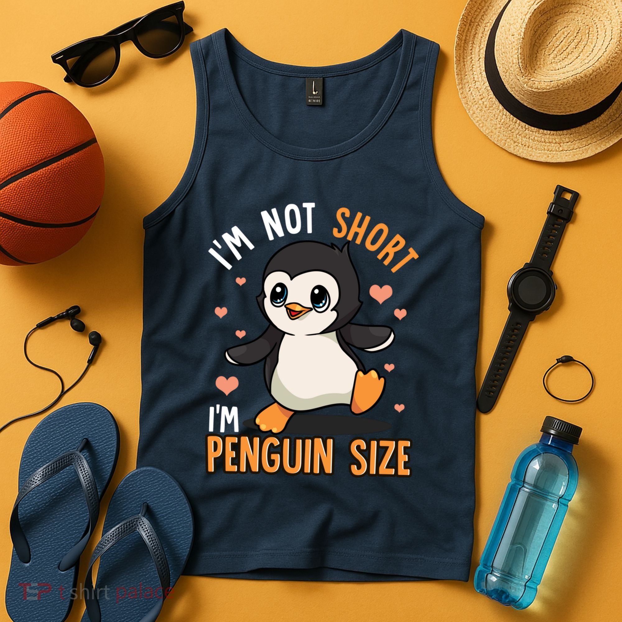 Im Not Short Im Penguin Size Funny Penguins Zoo Animals Tank Top