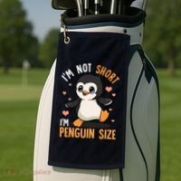 Im Not Short Im Penguin Size Funny Penguins Zoo Animals Golf Towel thumb 2