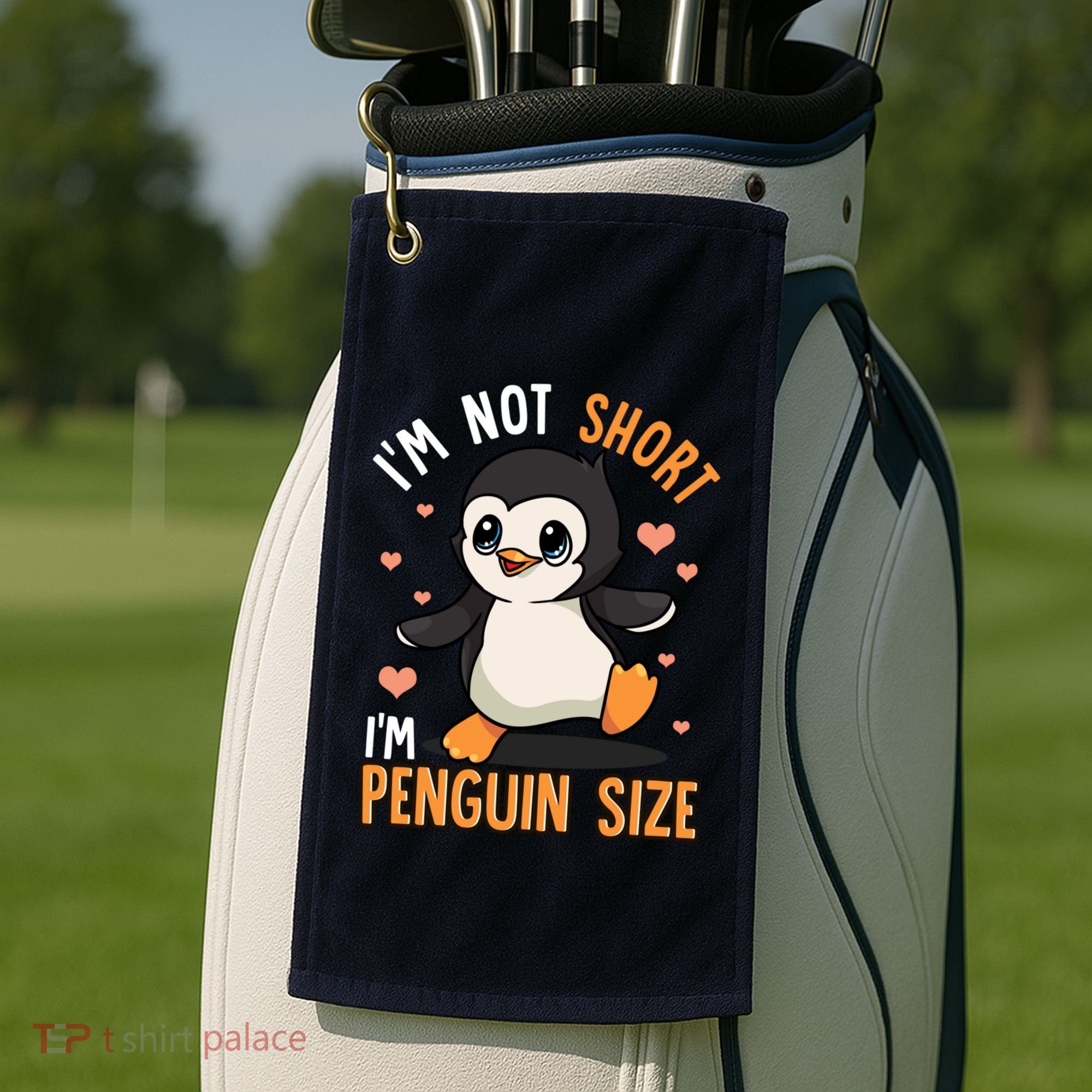 Im Not Short Im Penguin Size Funny Penguins Zoo Animals Golf Towel