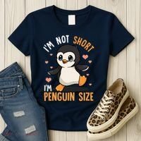 Im Not Short Im Penguin Size Funny Penguins Zoo Animals Women's T-Shirt thumb 3