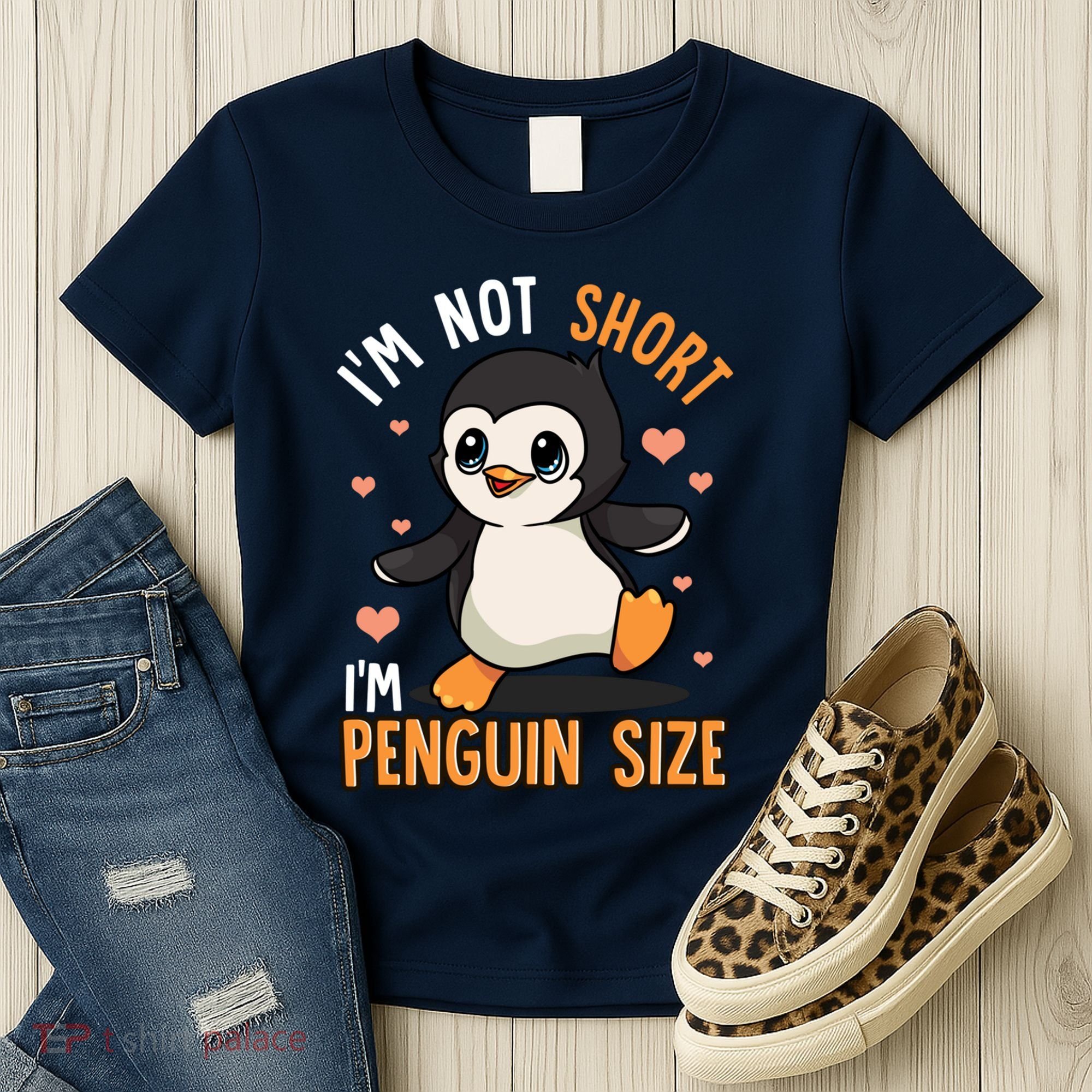 Im Not Short Im Penguin Size Funny Penguins Zoo Animals Women's T-Shirt
