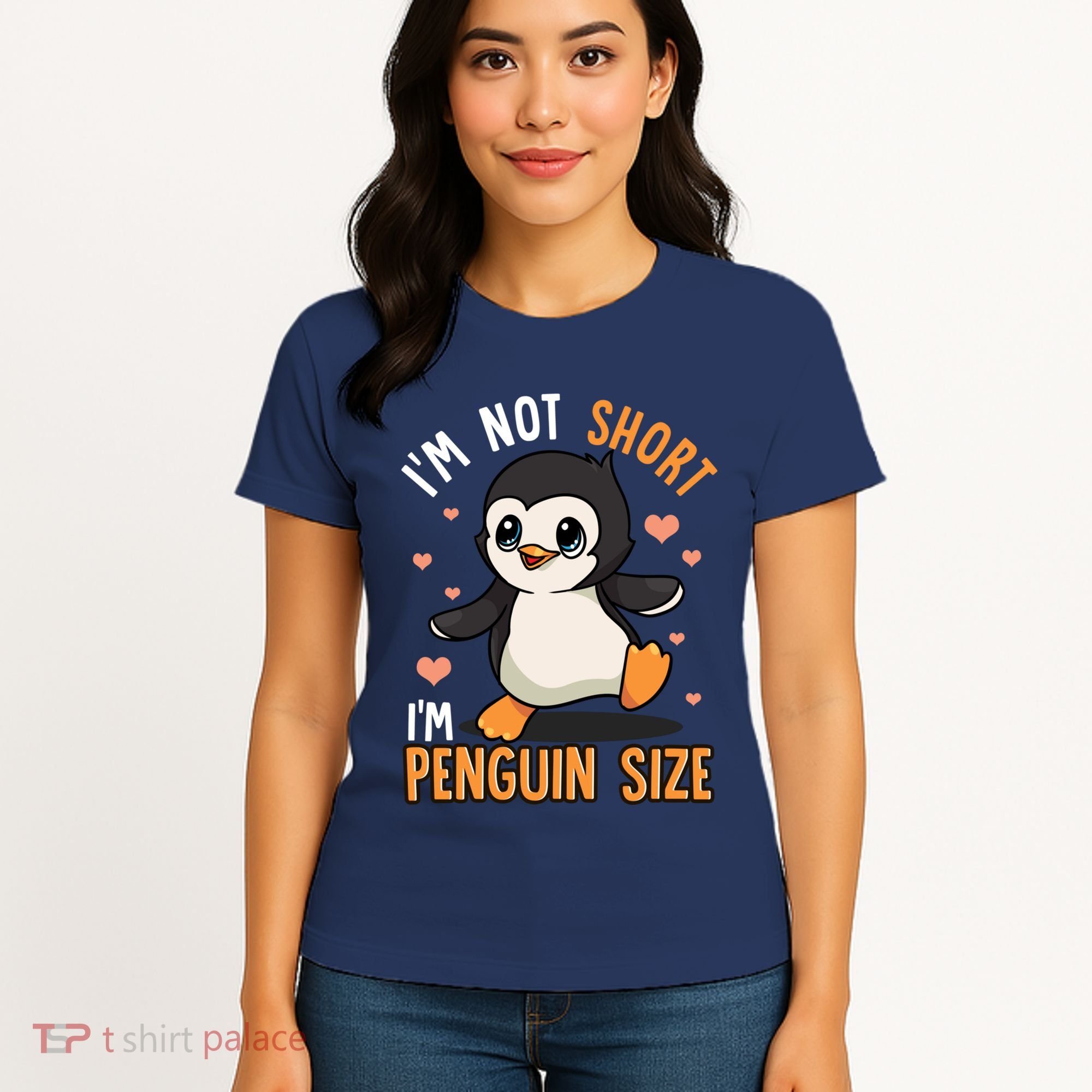 Im Not Short Im Penguin Size Funny Penguins Zoo Animals Women's T-Shirt