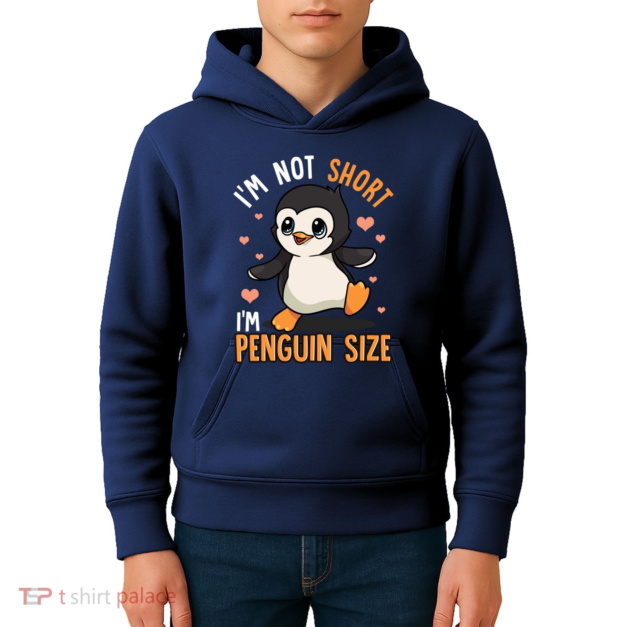 Im Not Short Im Penguin Size Funny Penguins Zoo Animals Kids Hoodie