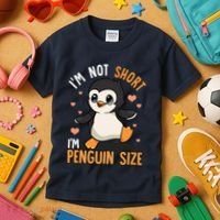 Im Not Short Im Penguin Size Funny Penguins Zoo Animals Kids T-Shirt thumb 3