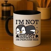 I'm Not Short I'm Penguine Size Funny Meme Coffee Mug thumb 4