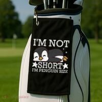 I'm Not Short I'm Penguine Size Funny Meme Golf Towel thumb 2