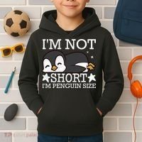 I'm Not Short I'm Penguine Size Funny Meme Kids Hoodie thumb 2
