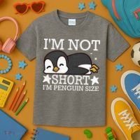 I'm Not Short I'm Penguine Size Funny Meme Kids T-Shirt thumb 3