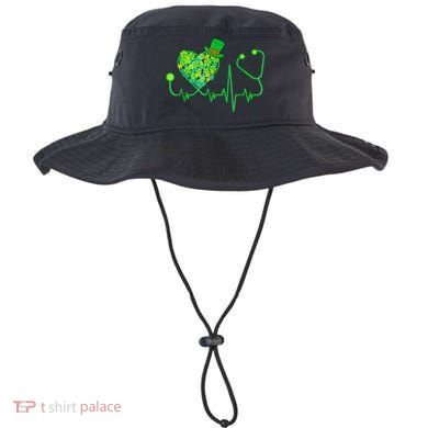 Irish Nurse Stethoscope Heartbeat Shamrock St Patricks Day Bucket Hat
