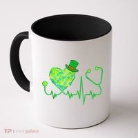 Irish Nurse Stethoscope Heartbeat Shamrock St Patricks Day Coffee Mug thumb 0