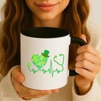 Irish Nurse Stethoscope Heartbeat Shamrock St Patricks Day Coffee Mug thumb 3