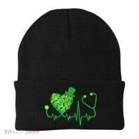 Irish Nurse Stethoscope Heartbeat Shamrock St Patricks Day Beanie thumb 0