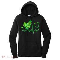 Irish Nurse Stethoscope Heartbeat Shamrock St Patricks Day Women's Hoodie thumb 0