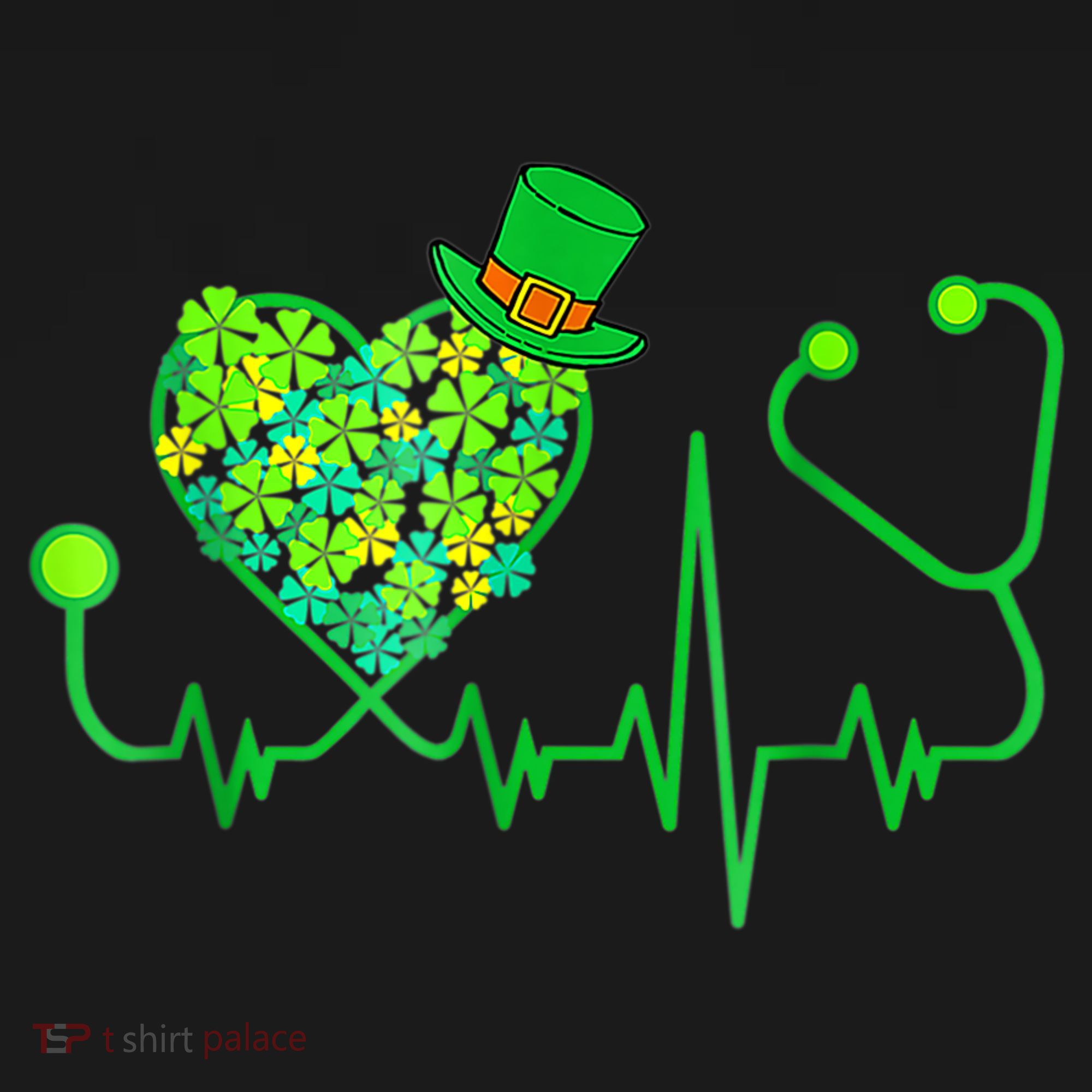 Irish Nurse Stethoscope Heartbeat Shamrock St Patricks Day Women's Hoodie