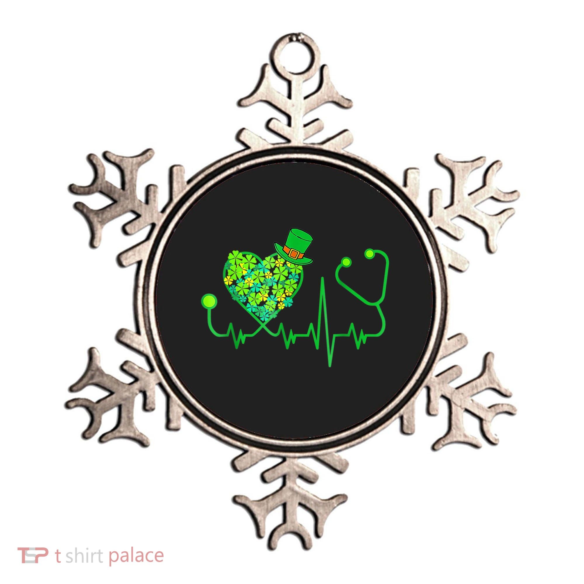 Irish Nurse Stethoscope Heartbeat Shamrock St Patricks Day Ornament