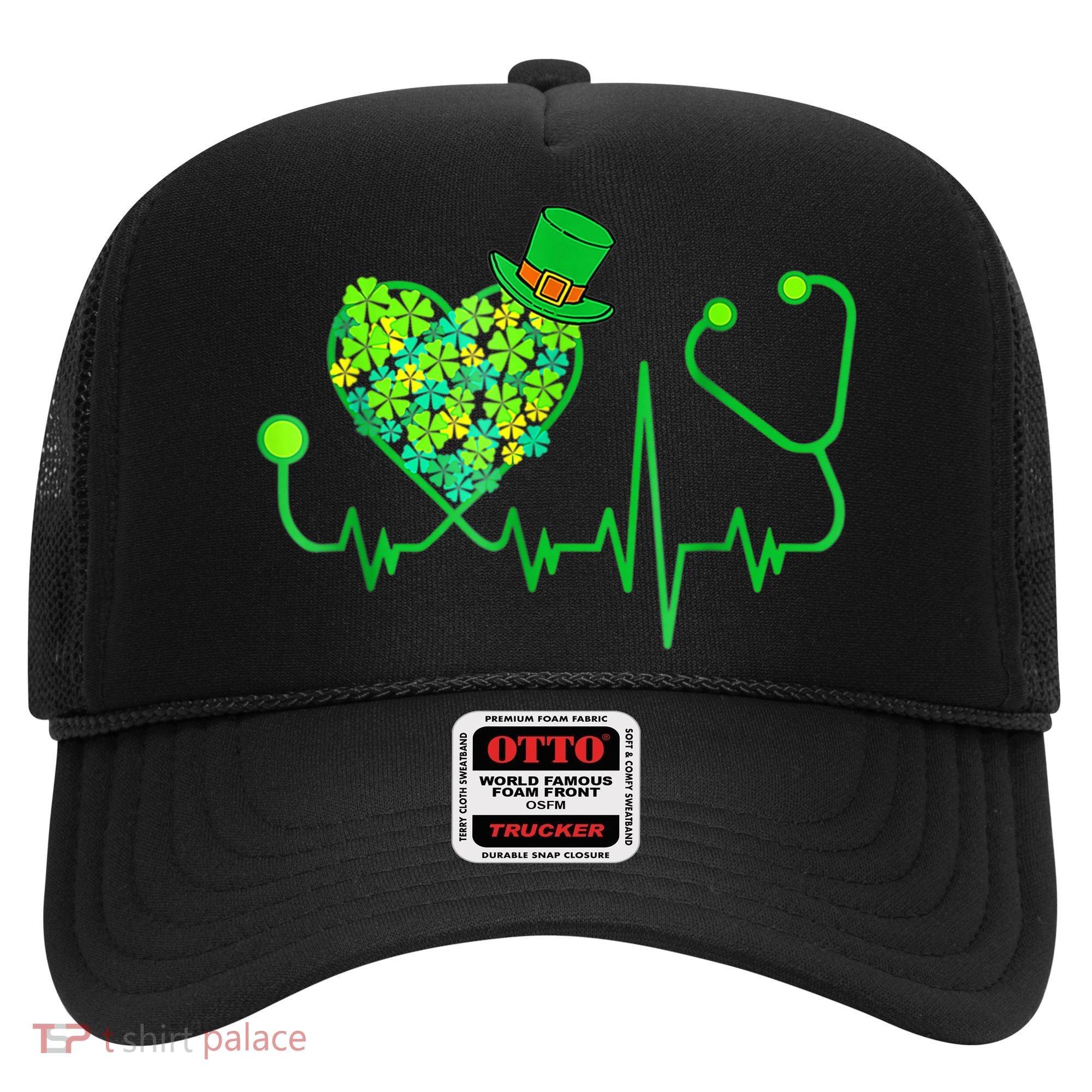Irish Nurse Stethoscope Heartbeat Shamrock St Patricks Day Hat