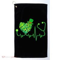 Irish Nurse Stethoscope Heartbeat Shamrock St Patricks Day Golf Towel thumb 0
