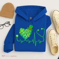 Irish Nurse Stethoscope Heartbeat Shamrock St Patricks Day Hoodie thumb 4