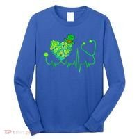 Irish Nurse Stethoscope Heartbeat Shamrock St Patricks Day Long Sleeve Shirt thumb 0
