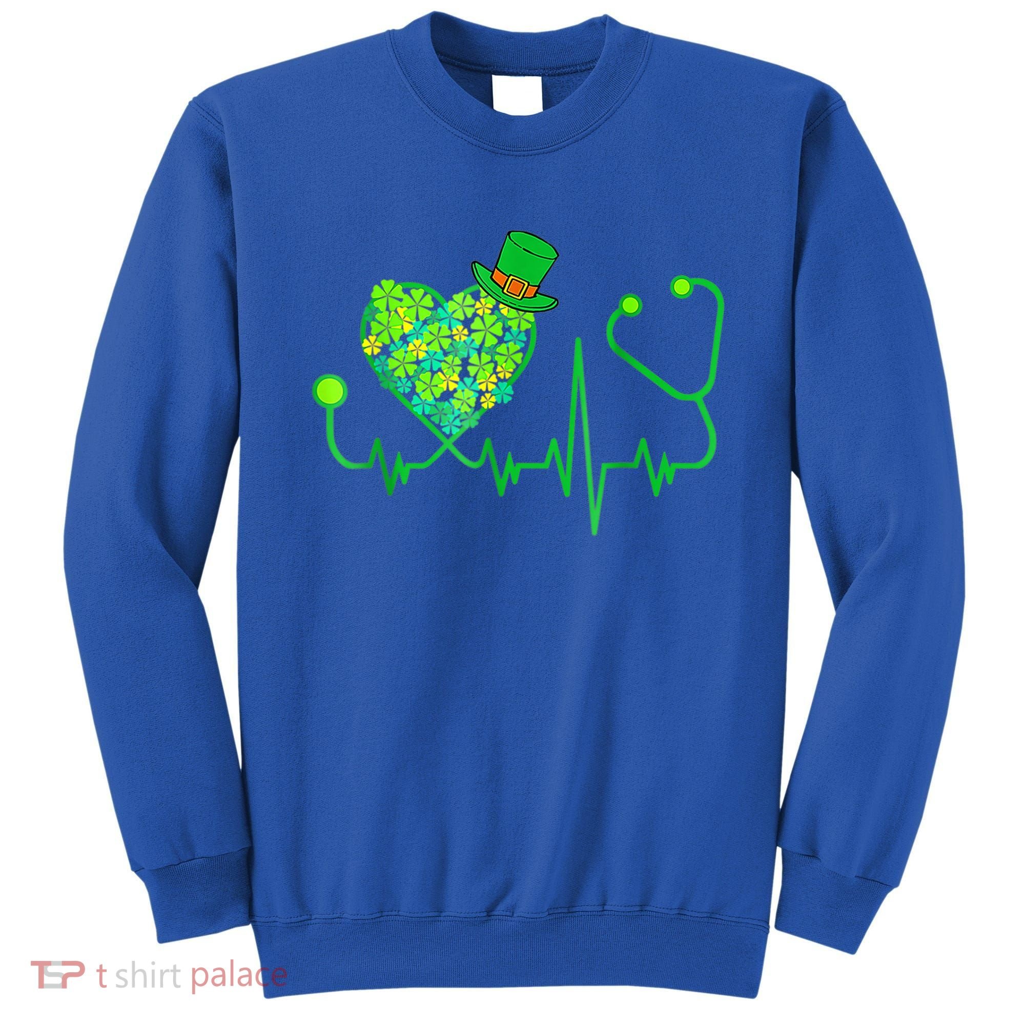 Irish Nurse Stethoscope Heartbeat Shamrock St Patricks Day Sweatshirt