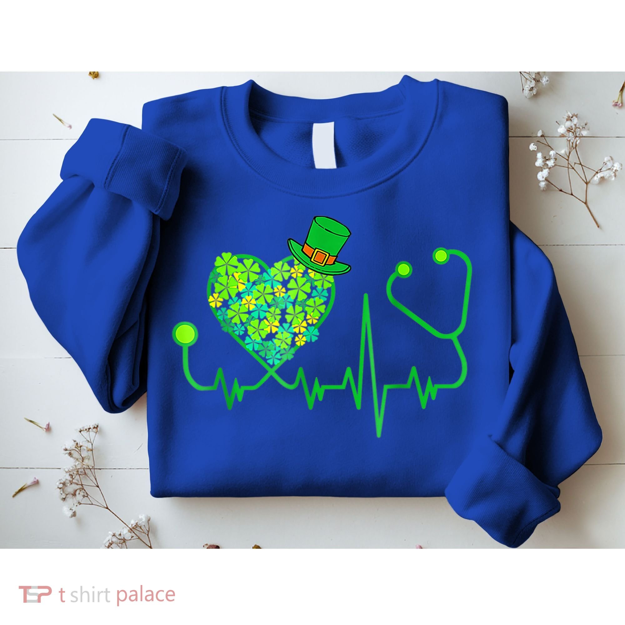 Irish Nurse Stethoscope Heartbeat Shamrock St Patricks Day Sweatshirt